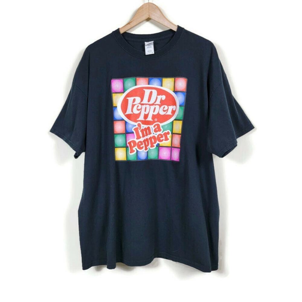 Gildan Heavy Cotton Dr Pepper Graphic T Shirt Mens 2XL Black Im a Pepper Retro
